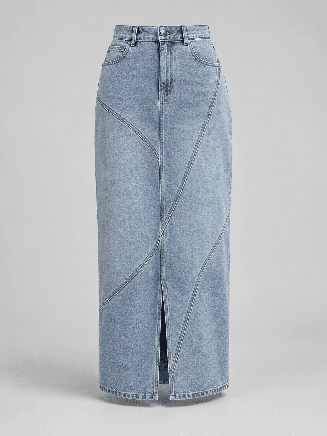 Arc Bias Column, Bias Column Denim Skirt