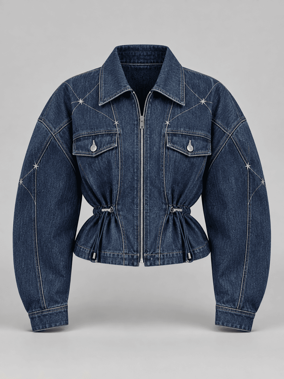 Astra Cinch Jacket, Cinch-Waist Crop Denim Jacket