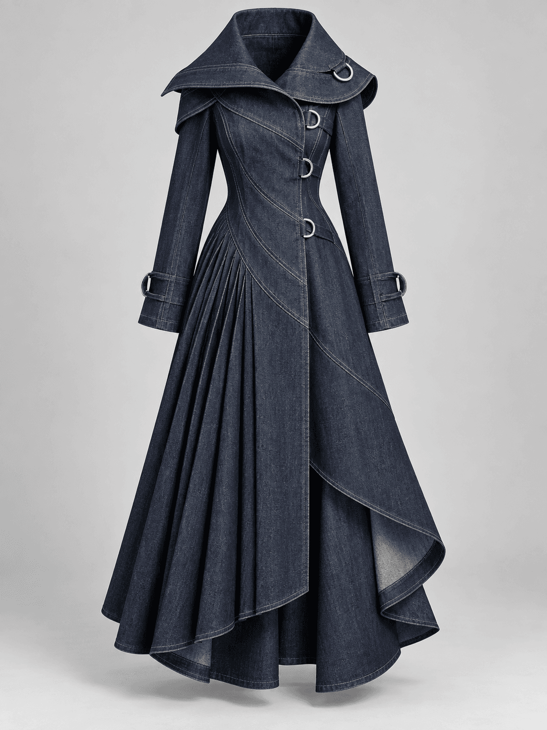 Helix Pleat Coat, Spiral Pleat Coat Denim Jacket