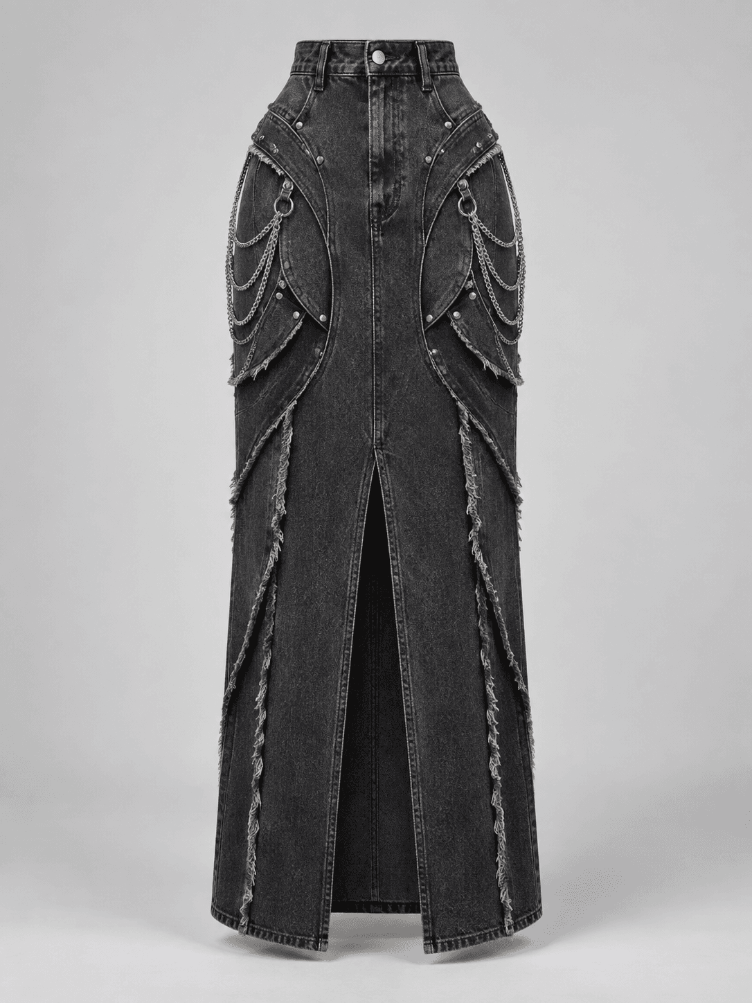 Reliquary Chain Column, Armoured Column Denim Skirt