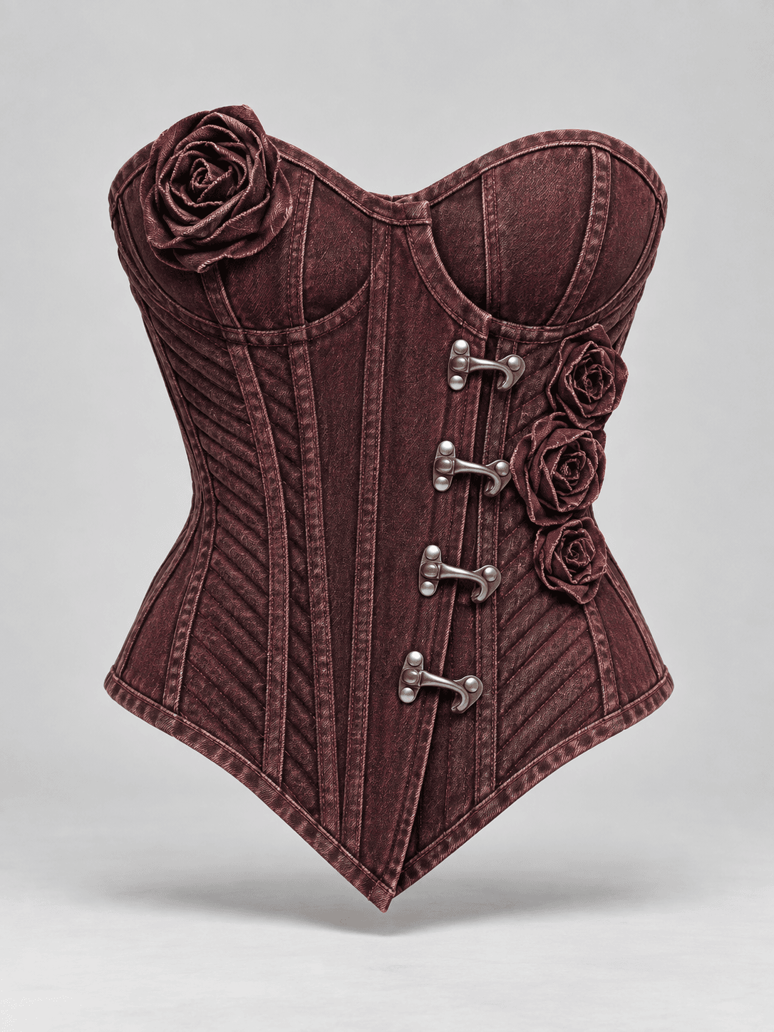 Rosette Armour Bustier, Longline Bustier Denim Top