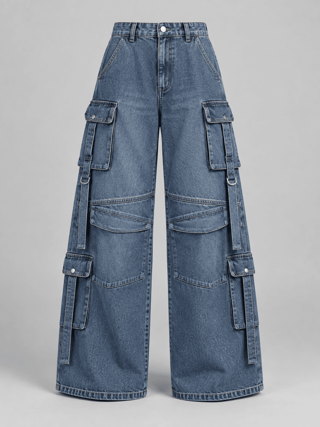 Grid Pocket Cargo, Wide Cargo Denim Cargo