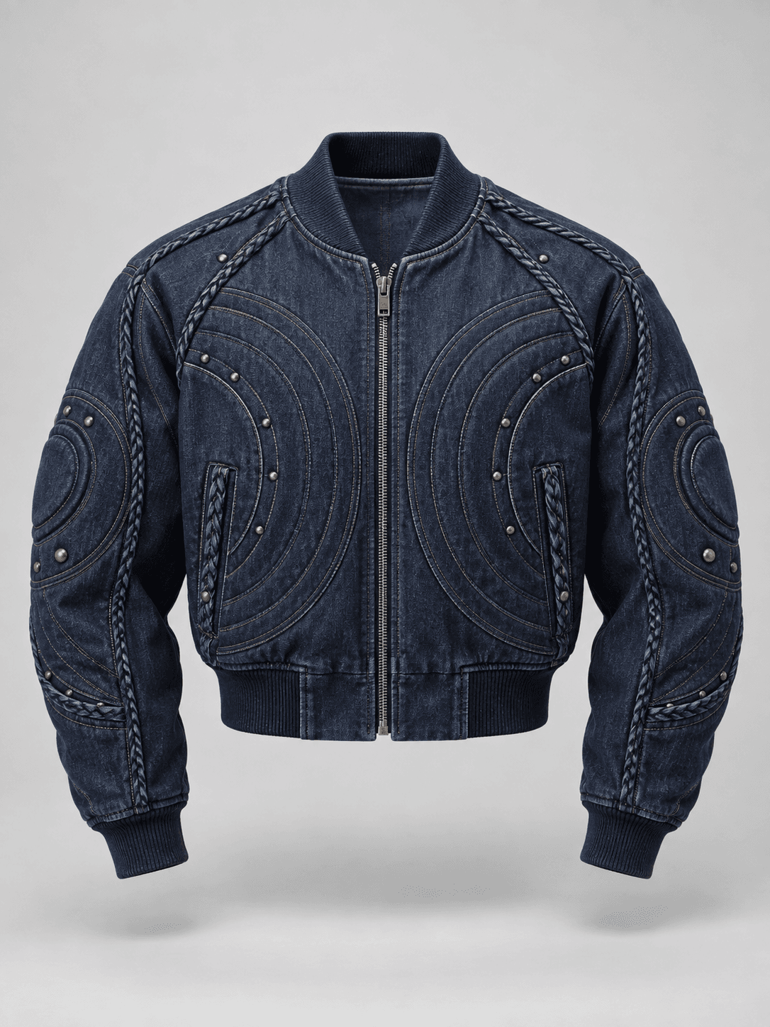 Orbit Quilt Bomber, Cropped Quilt Bomber Denim Jacket