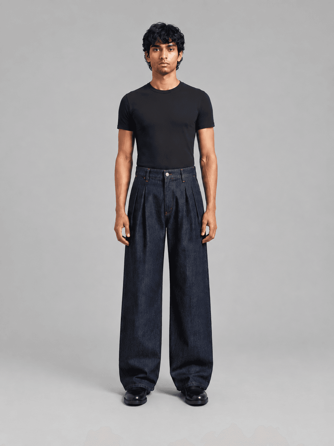 Boundary Pleat Jean, Pleated Wide Jeans