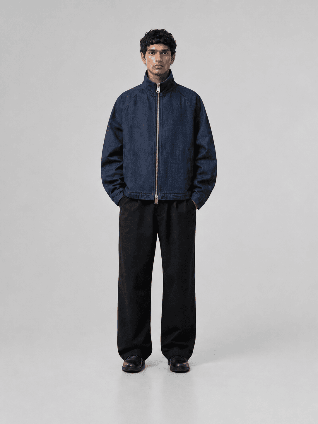 Foundry Zip Jacket, Funnel Zip Denim Jacket