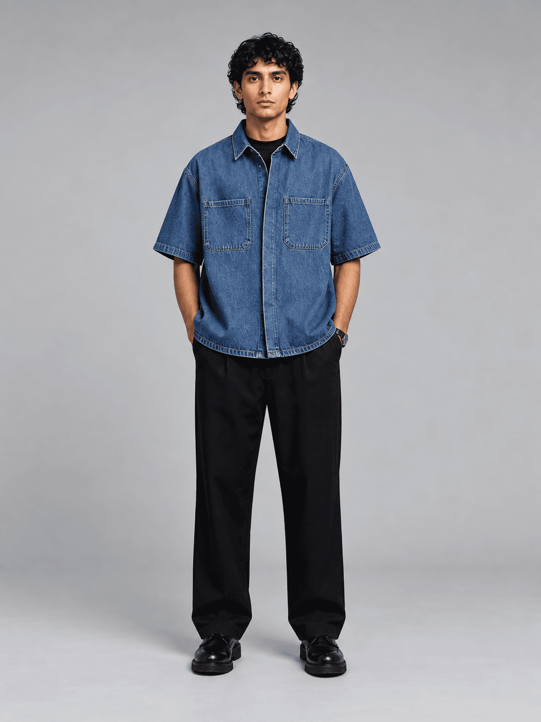 Signal Denim Shirt, Oversized Shirt Denim Top