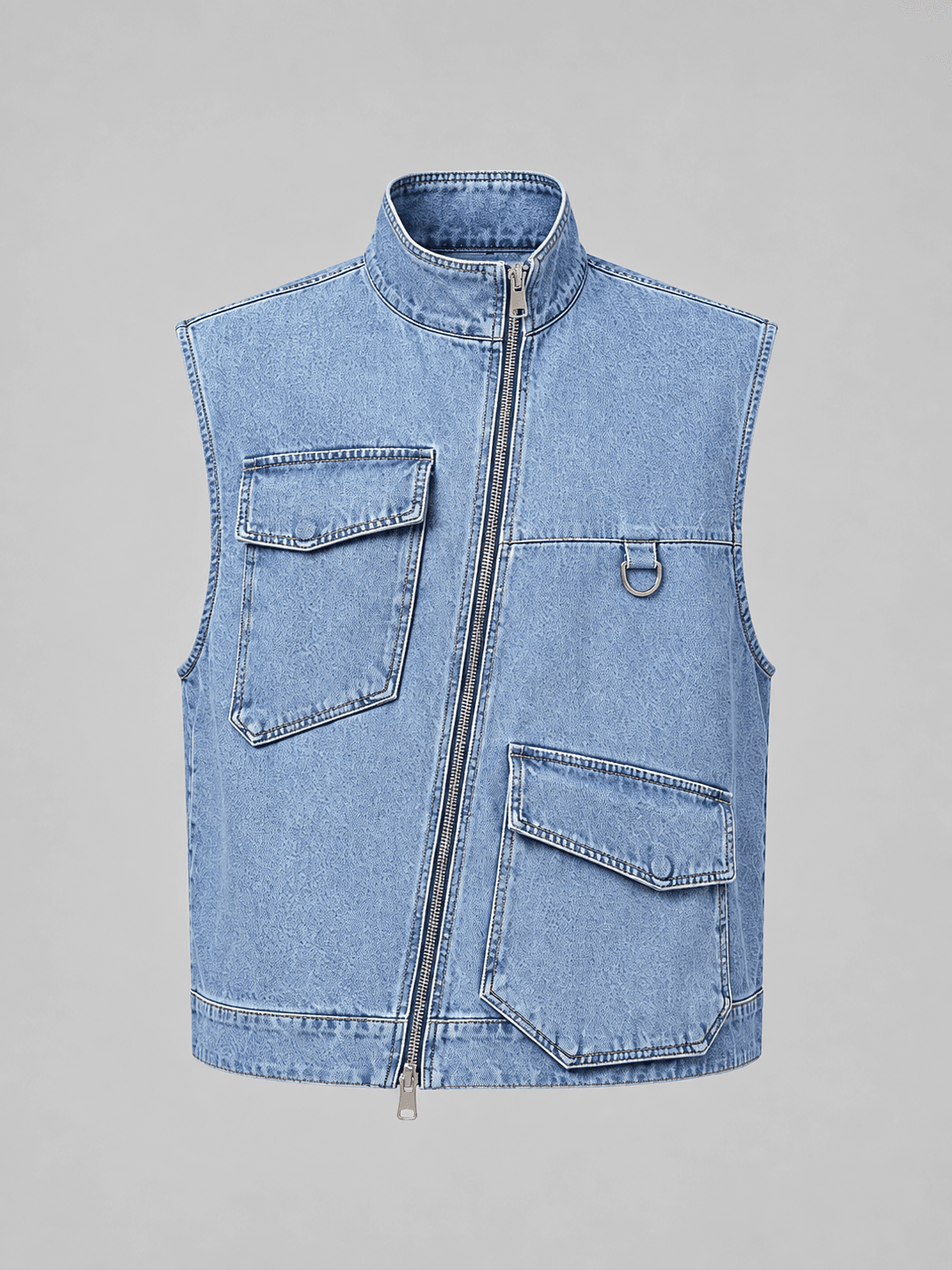 Trace Utility Vest, Boxy Utility Vest Denim Top