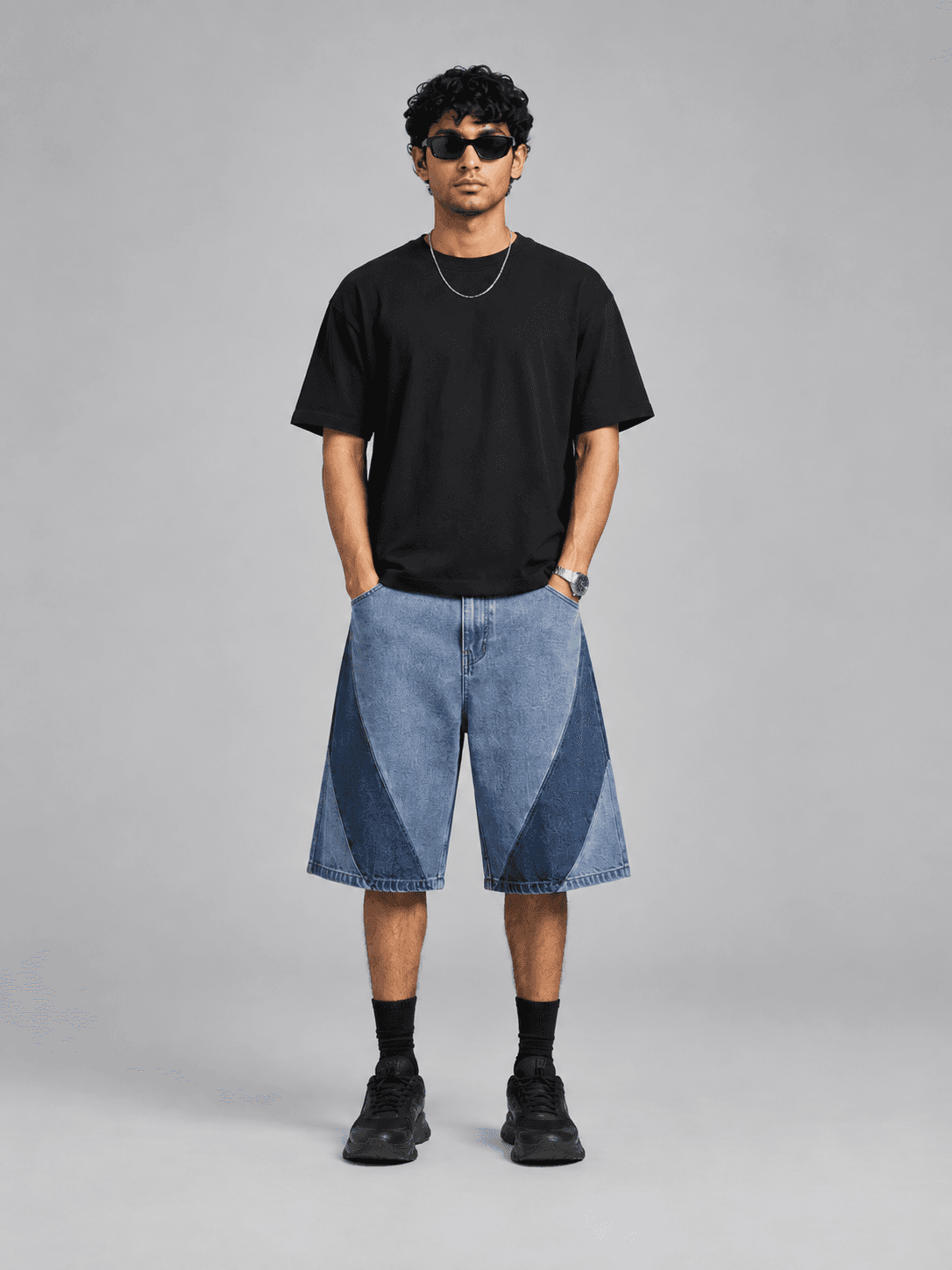 Vector Knee Short, Wide Knee Denim Shorts