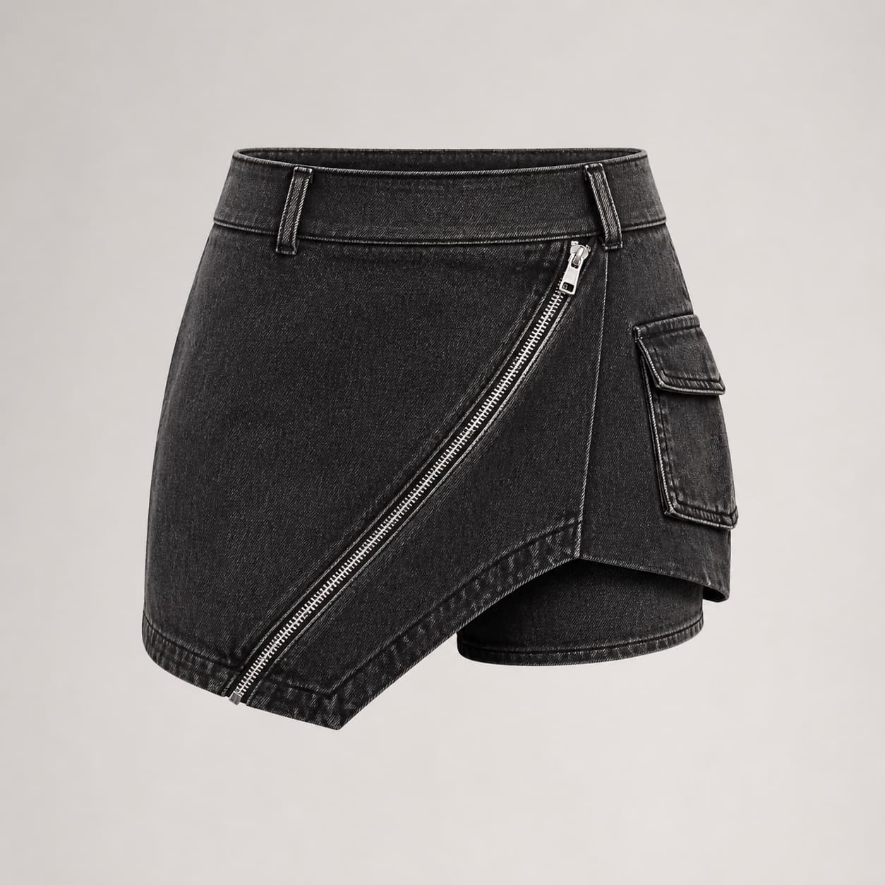 Signal Zip Skort, Mini Skort Denim Skirt