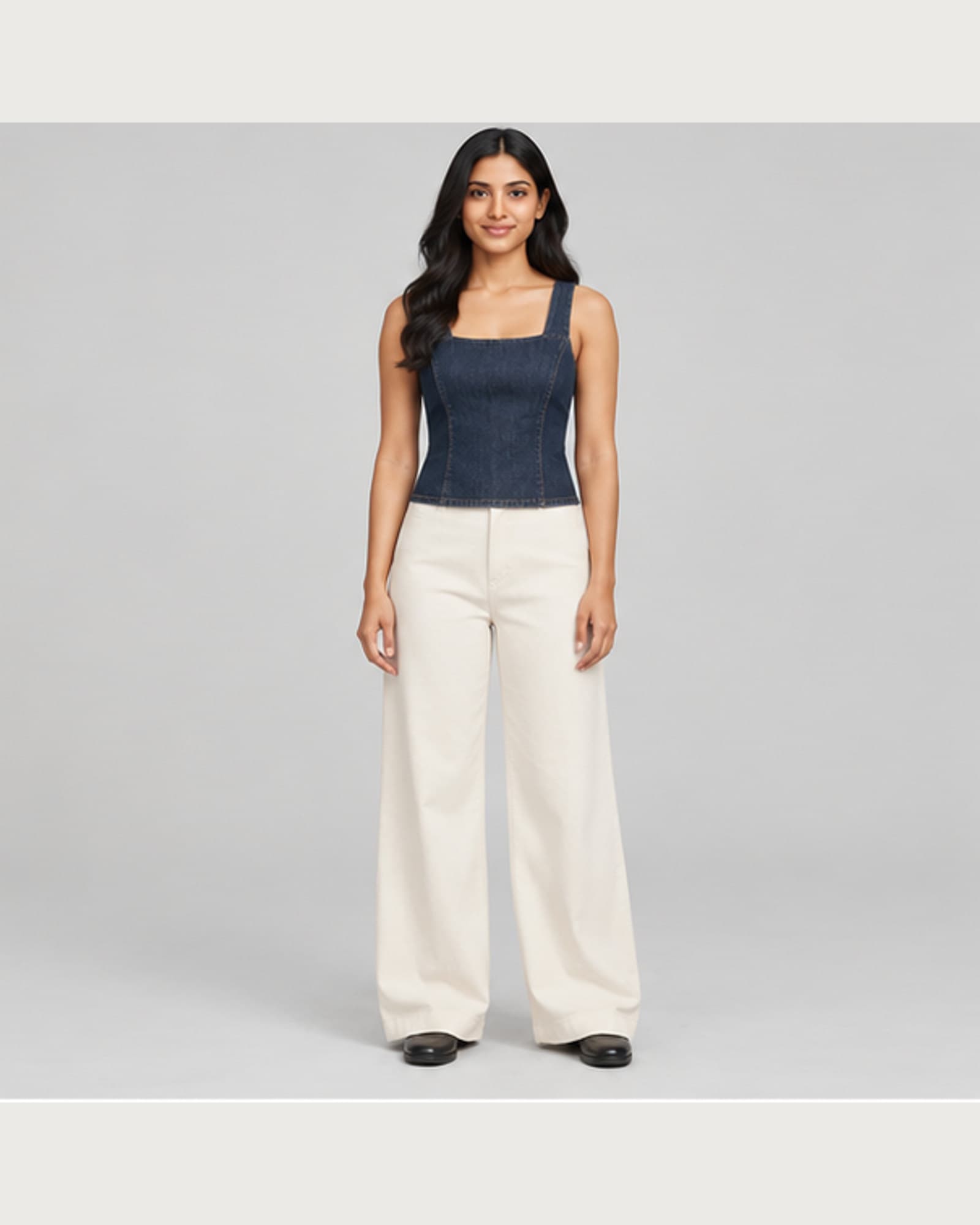 Square Neck Denim Top