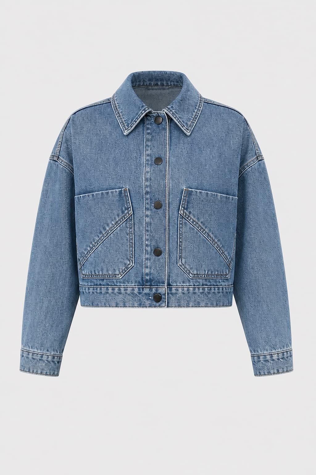 Vector Cropped Shacket, Boxy Crop Denim Jacket