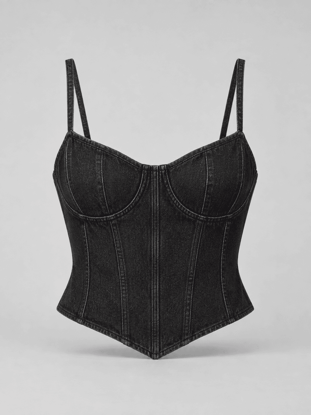 Vesper Denim Bustier, Fitted Bustier Denim Top