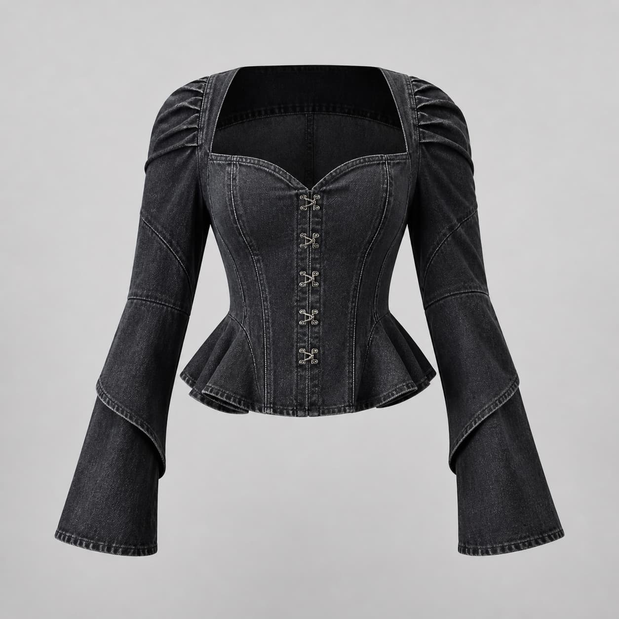 Volt Corset Jacket, Sculpted Crop Denim Jacket