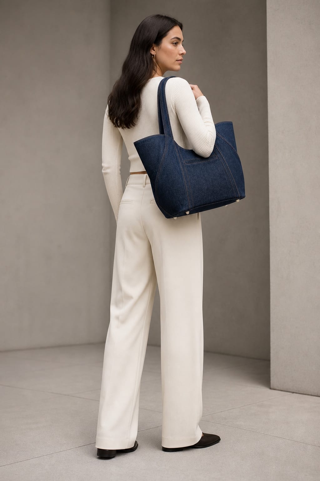Arc Denim Tote — Back view