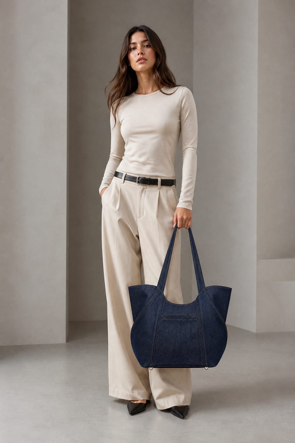 Arc Denim Tote — Front view