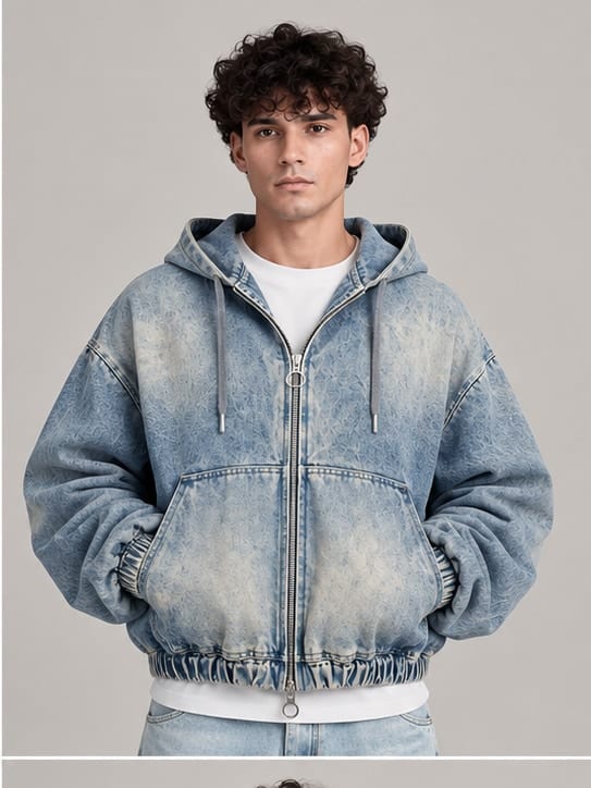 Drift Cloud Denim Hoodie — Front view