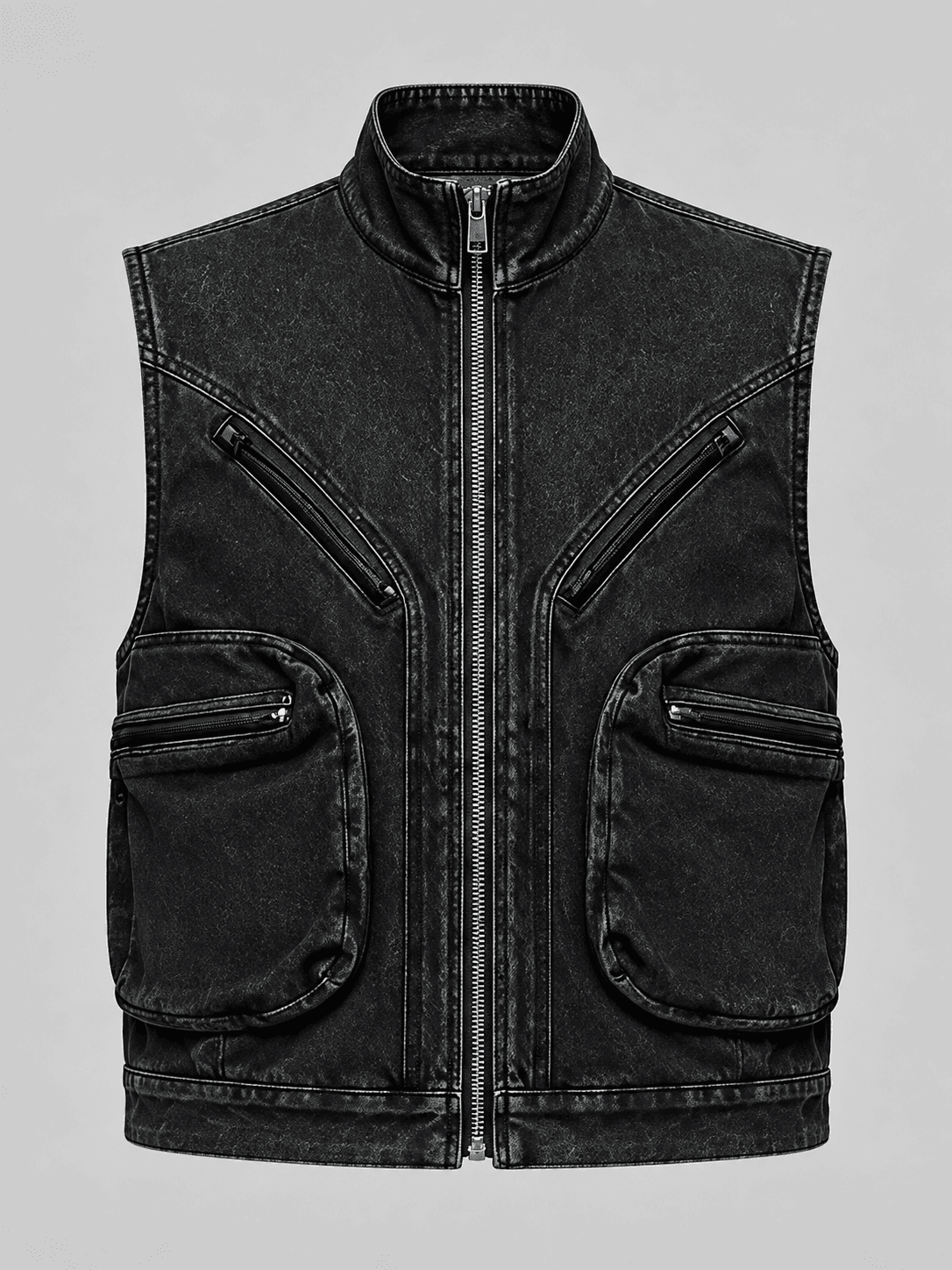 Frequency Denim Vest — Studio render