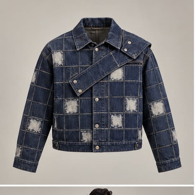 Pilgrim Grid Jacket — Studio render