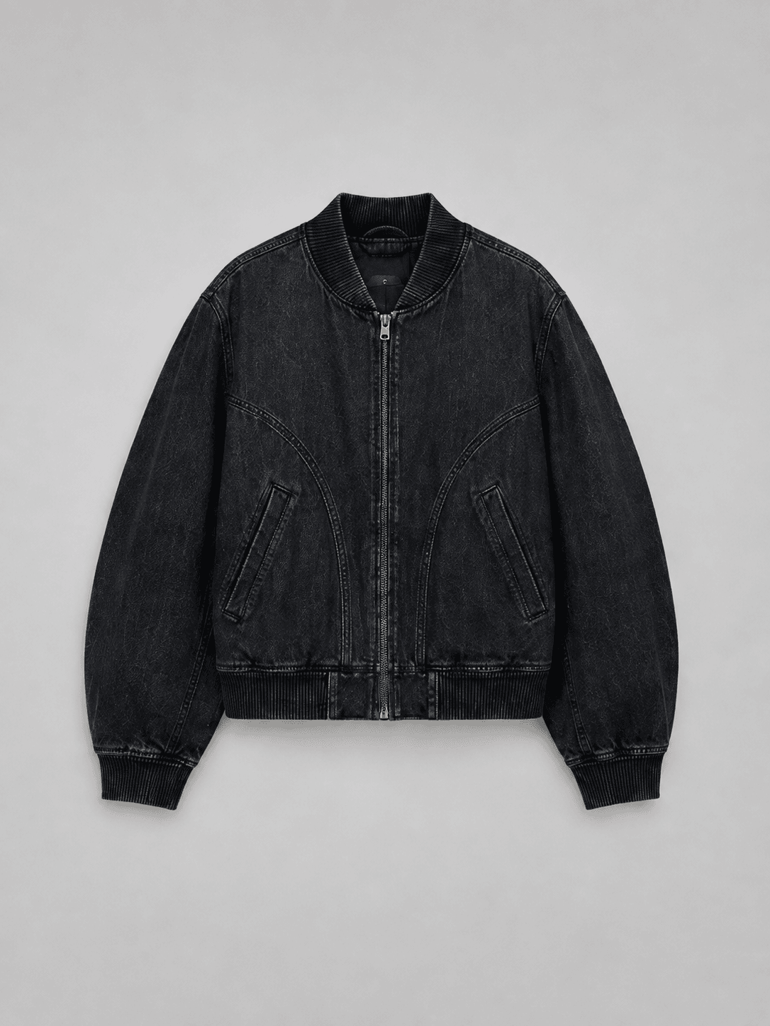 Nightshift Denim Bomber — Studio render
