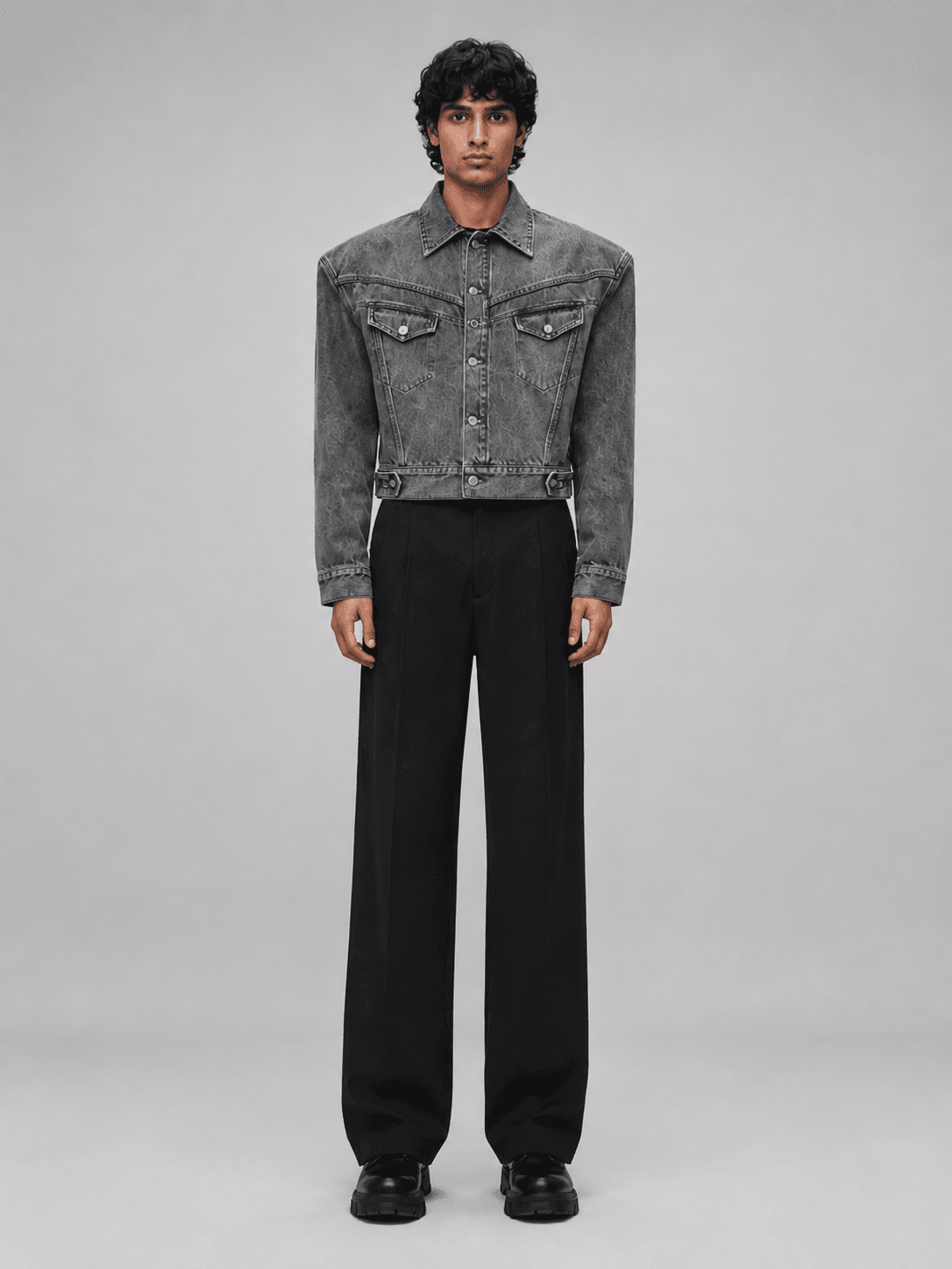 Static Cropped Trucker — Front view