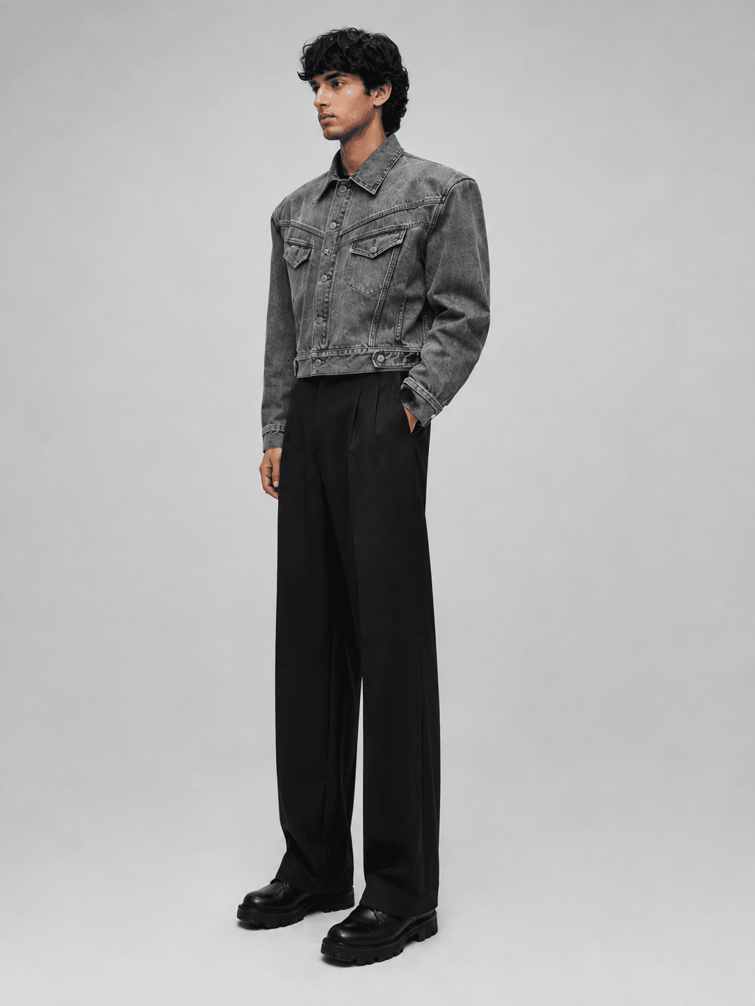 Static Cropped Trucker — Side view