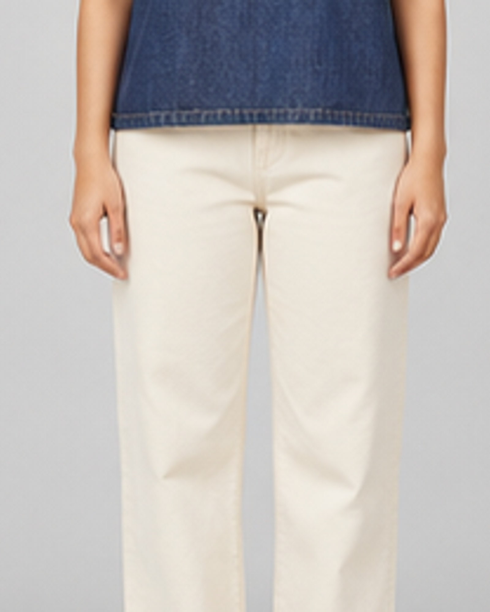 Boxy Denim Tee — hem and finish detail