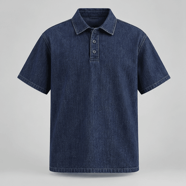 Denim Polo Top — view 1