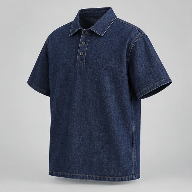 Denim Polo Top — view 2