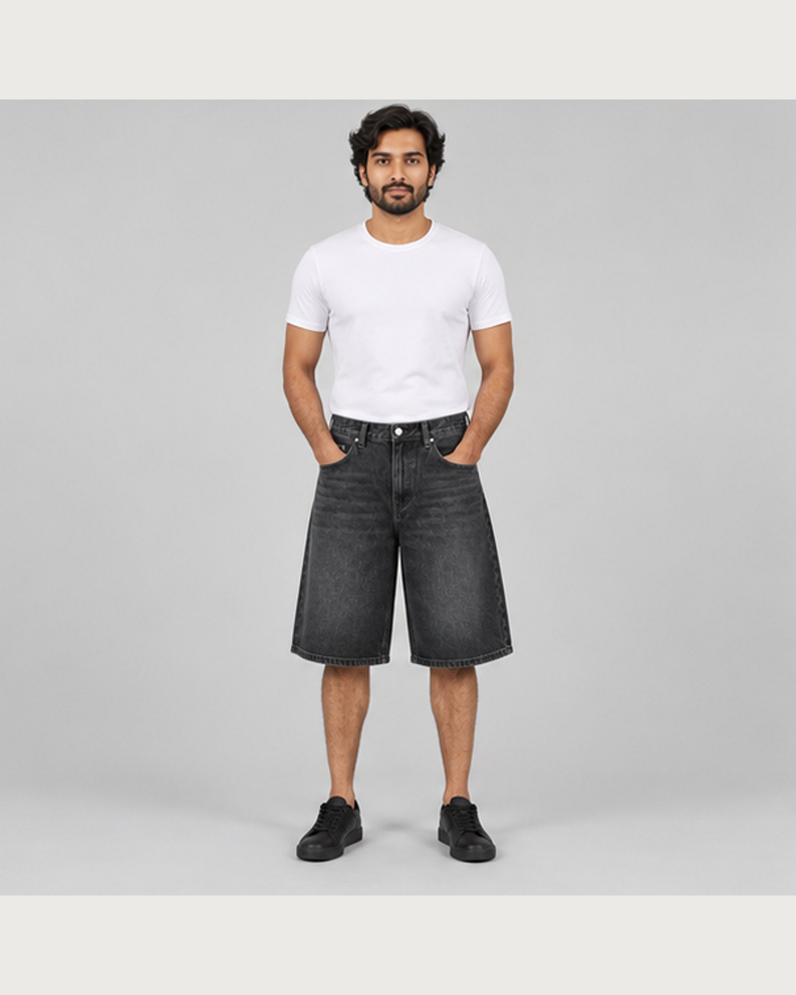 Dock Black Jort — on model, front
