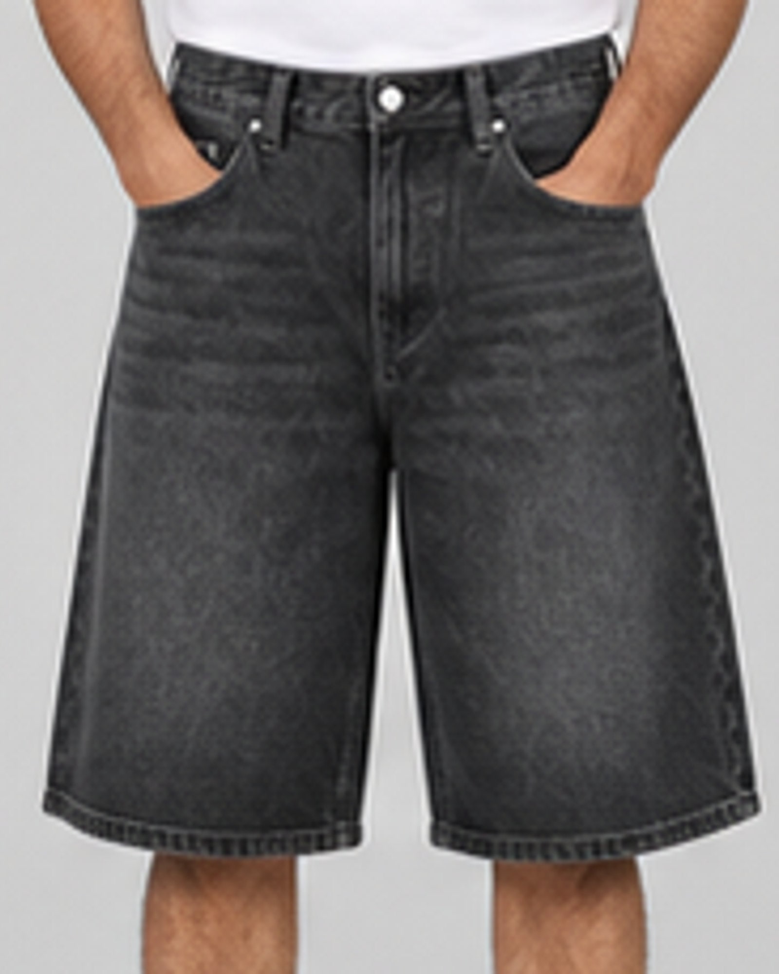 Dock Black Jort — fabric and seam detail