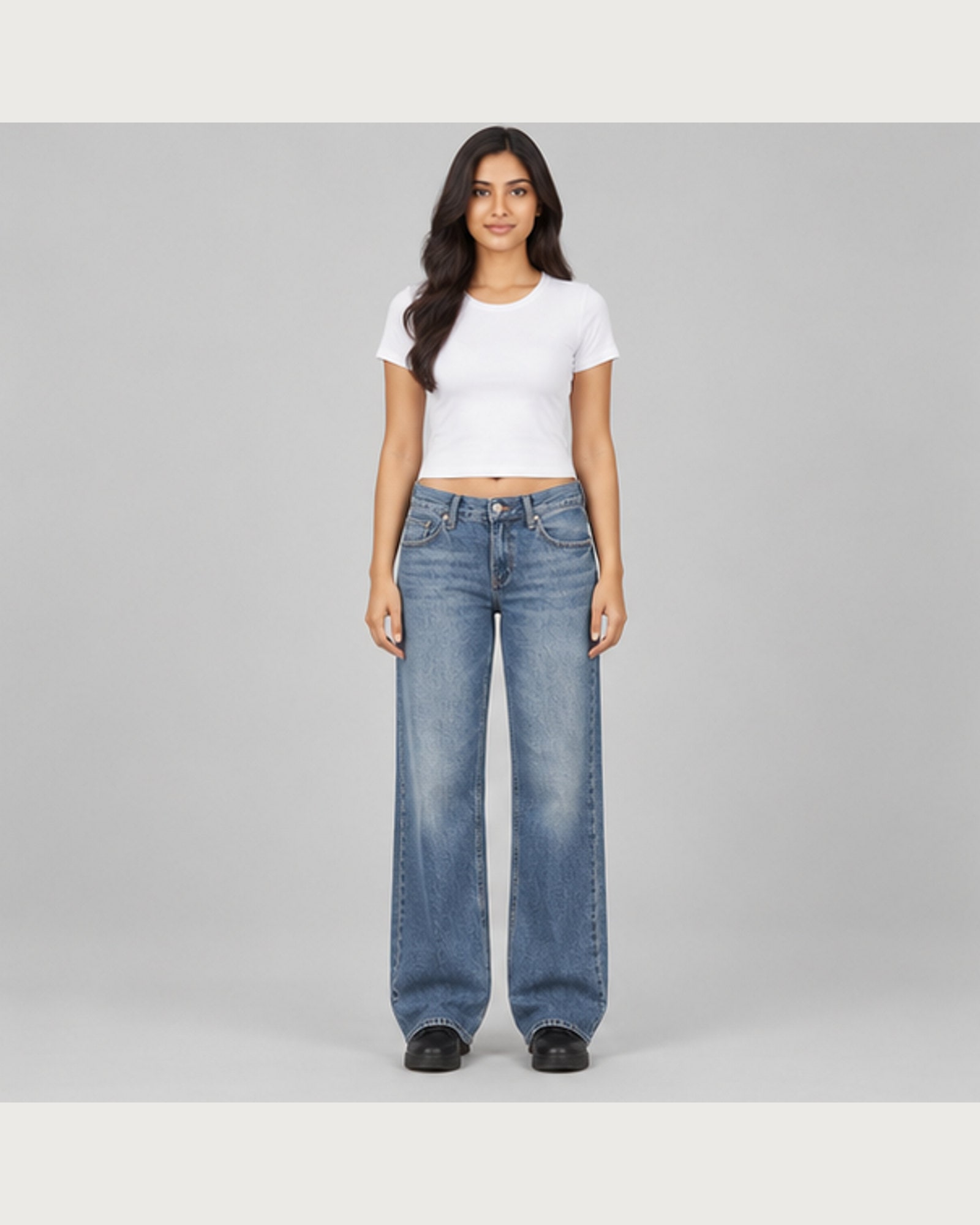 River Loose Jean — on model, front