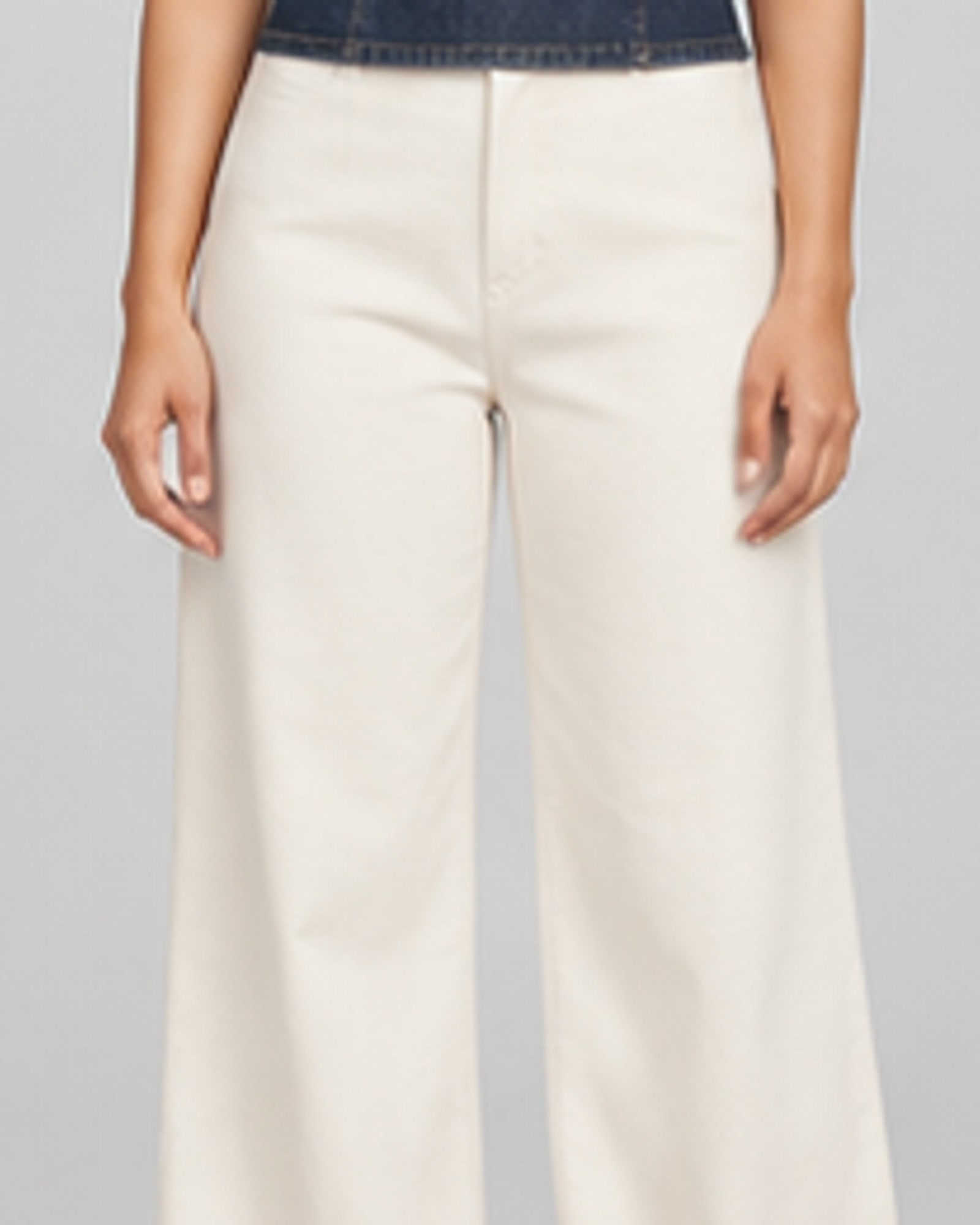 Square Neck Denim Top — hem and finish detail